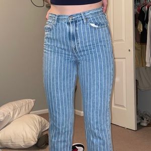 striped mom jeans